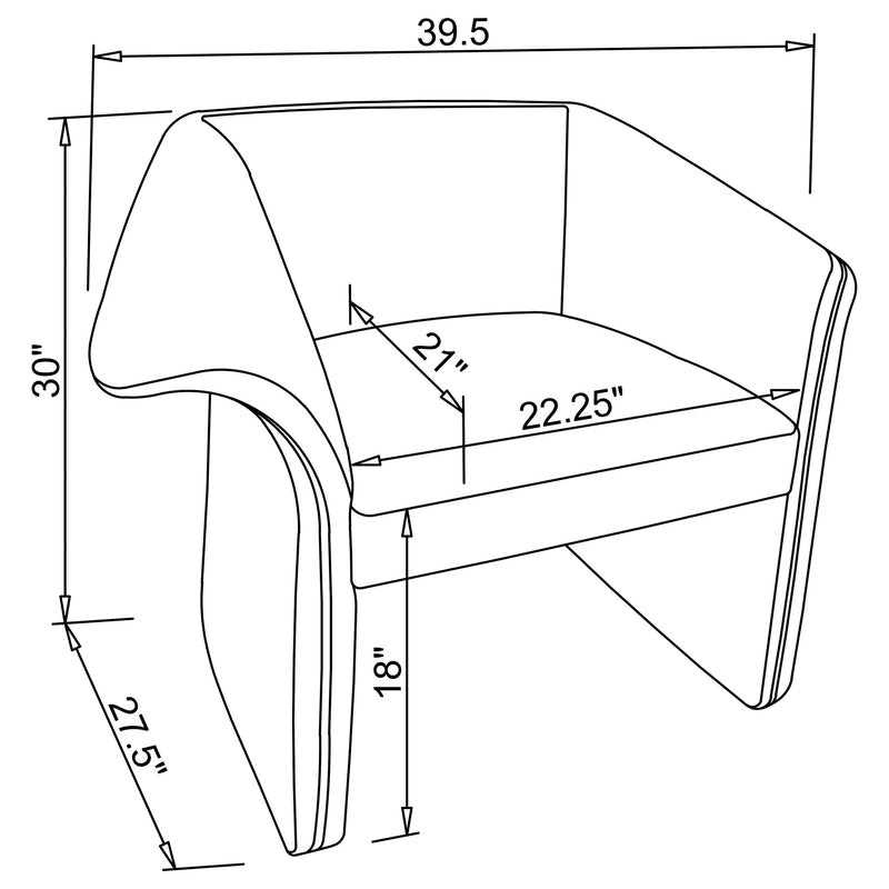 Sillón decorativo Ramsey tapizado con reposabrazos inclinados