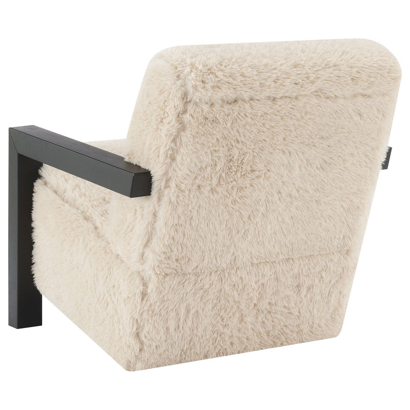 Sillón Tapizado de Piel Sintética Fitzroy con Brazos de Madera Maciza