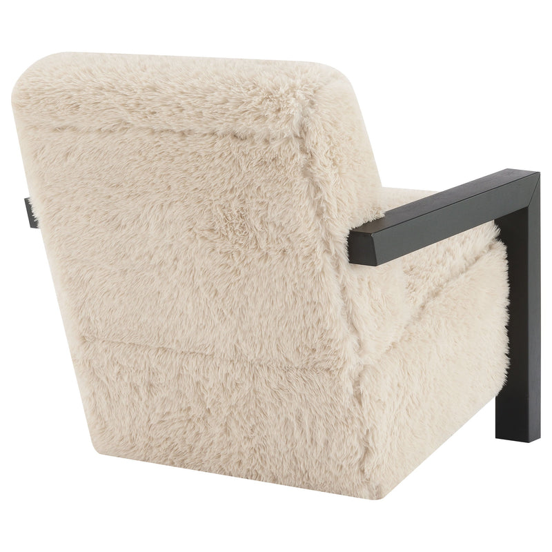 Sillón Tapizado de Piel Sintética Fitzroy con Brazos de Madera Maciza