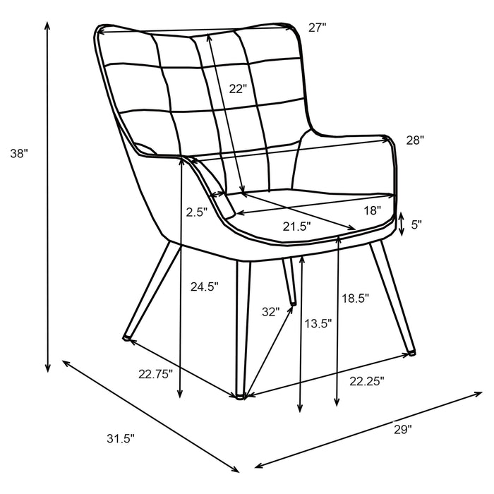 Isla Upholstered Flared Arms Accent Chair with Grid Tufted