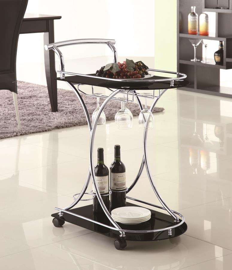 Elfman 2-tier Glass Shelf Metal Bar Cart