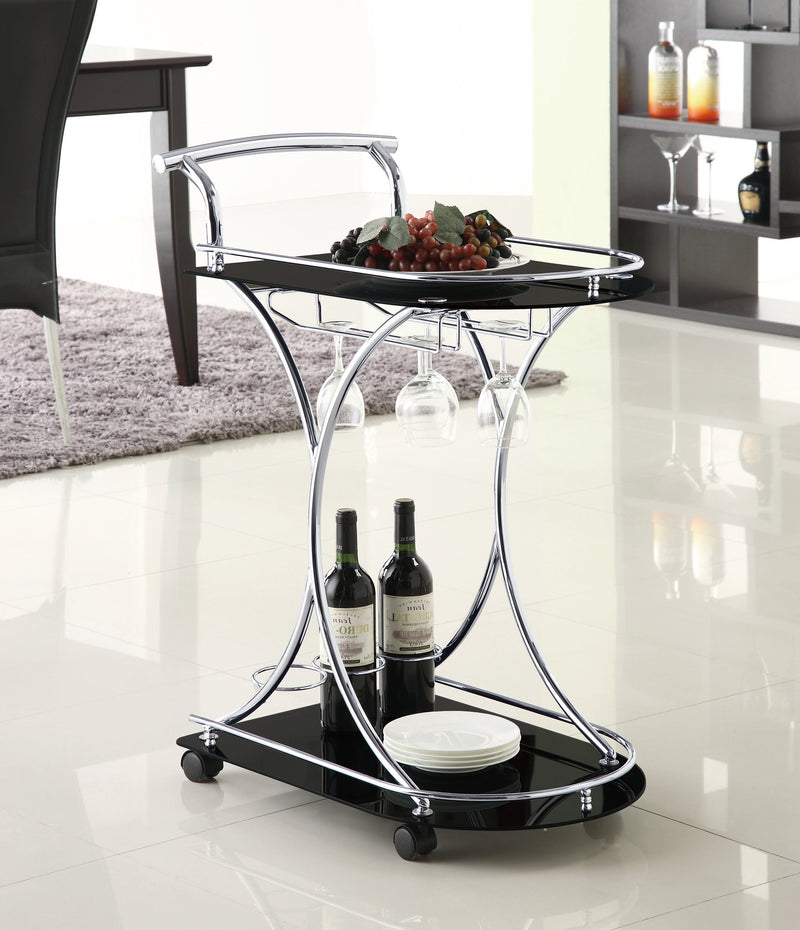Elfman 2-tier Glass Shelf Metal Bar Cart