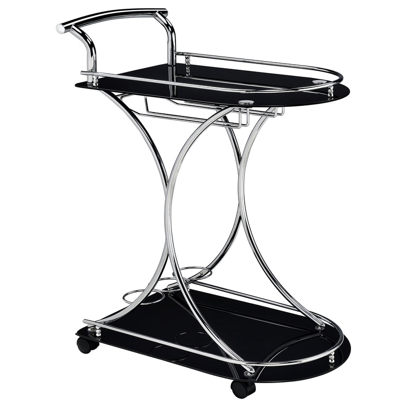 Elfman 2-tier Glass Shelf Metal Bar Cart