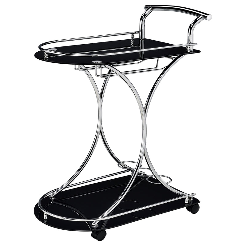Elfman 2-tier Glass Shelf Metal Bar Cart