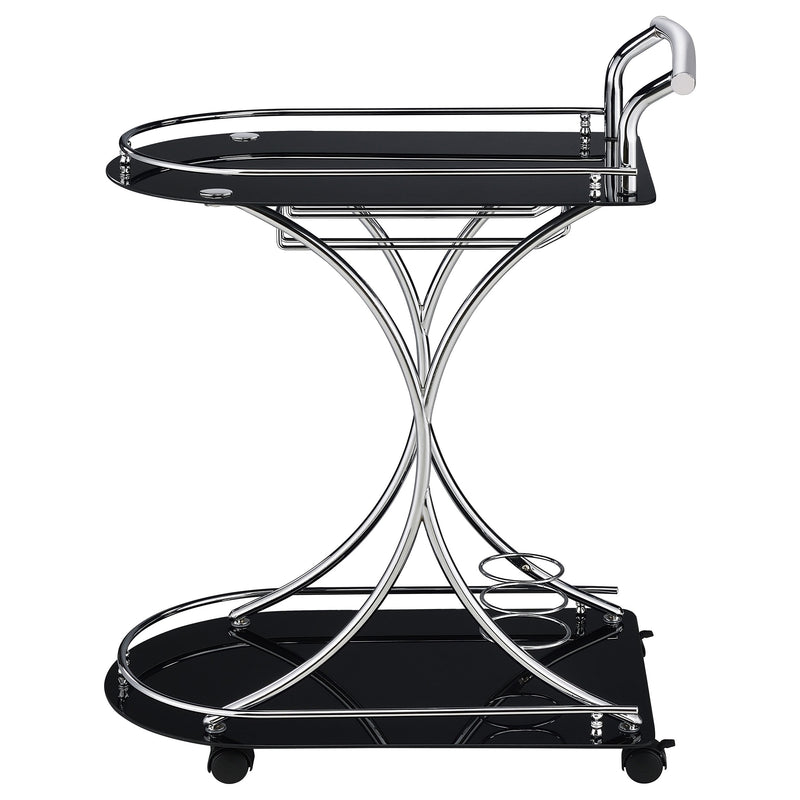Elfman 2-tier Glass Shelf Metal Bar Cart