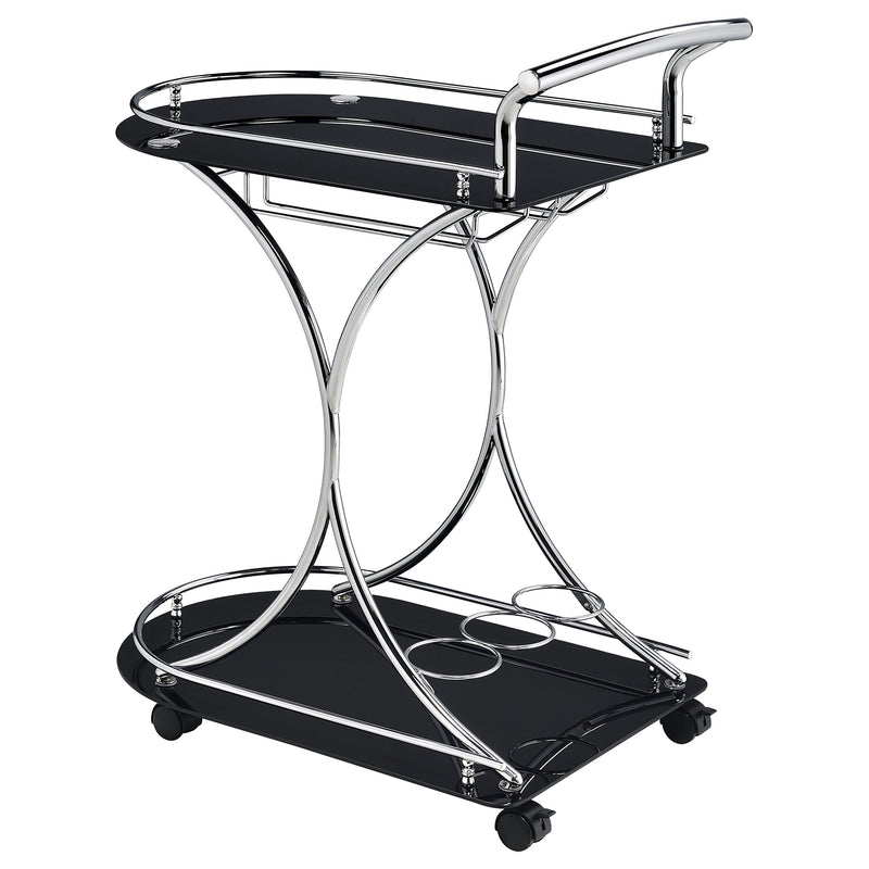 Elfman 2-tier Glass Shelf Metal Bar Cart