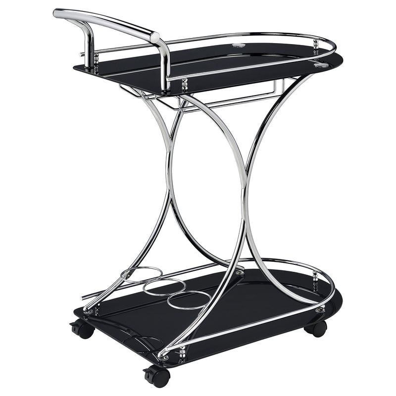 Elfman 2-tier Glass Shelf Metal Bar Cart