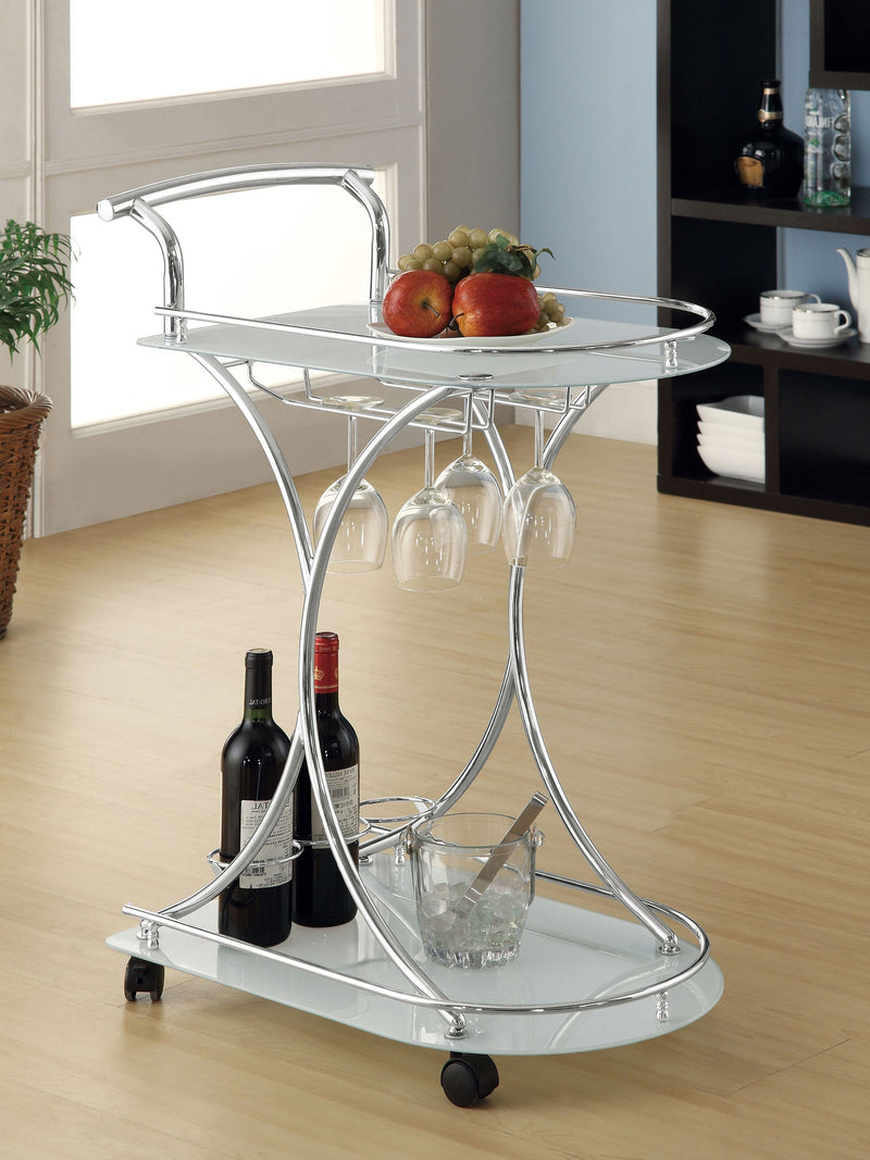 Elfman 2-tier Glass Shelf Metal Bar Cart