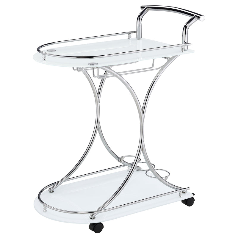 Elfman 2-tier Glass Shelf Metal Bar Cart