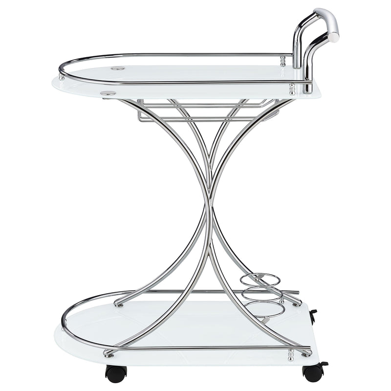 Elfman 2-tier Glass Shelf Metal Bar Cart