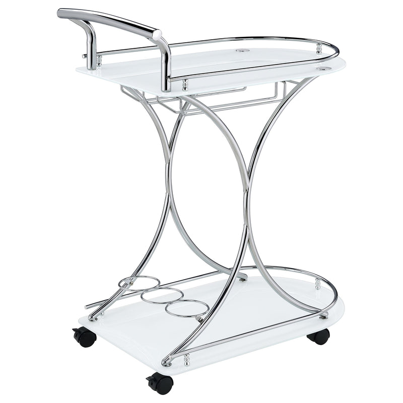 Elfman 2-tier Glass Shelf Metal Bar Cart