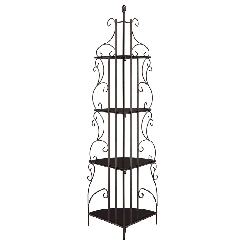 Poppy 74-inch 4-shelf Corner Bookshelf Copper and Cappuccino