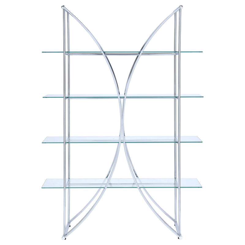 Larson 73-inch 4-shelf Glass Bookshelf Chrome