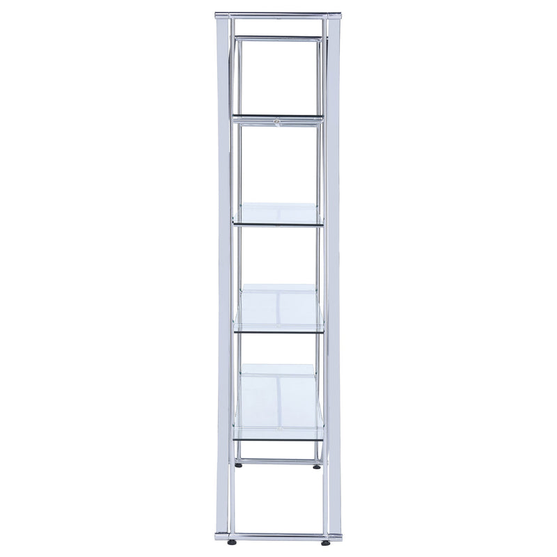 Larson 73-inch 4-shelf Glass Bookshelf Chrome