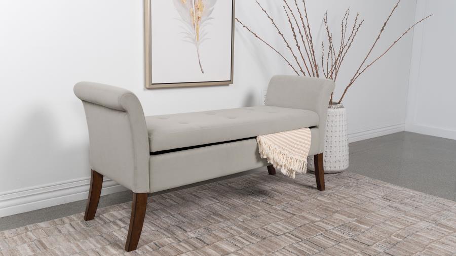 Farrah Velvet Upholstered Rolled Arm Storage Bench
