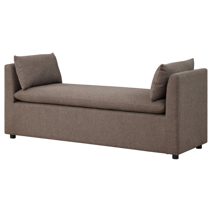 Robin Upholstered Accent Bench with Armrests Brown