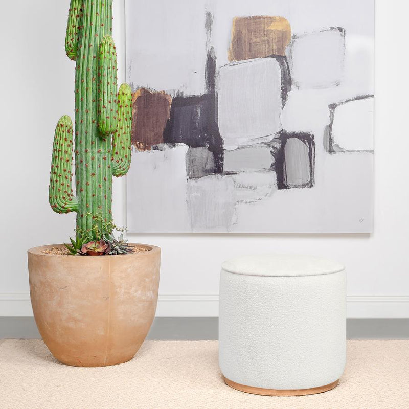 Zena Faux Sheepskin Upholstered Round Ottoman