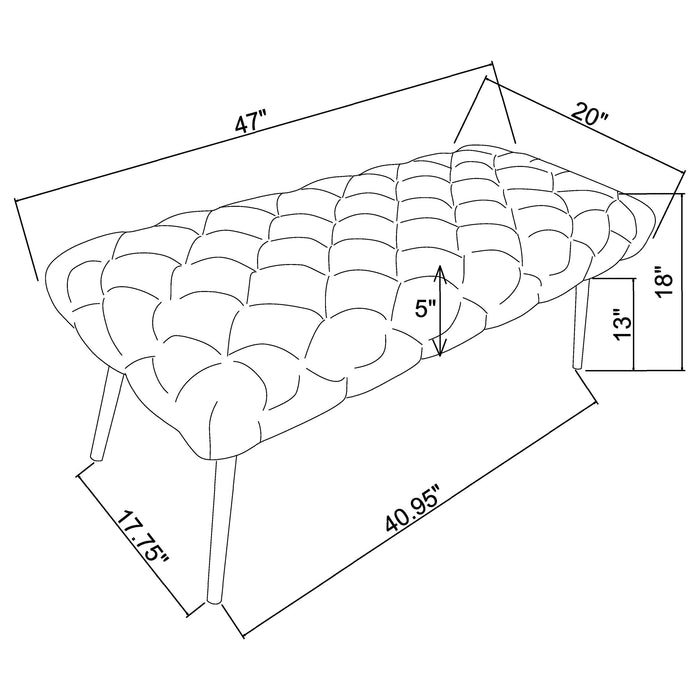 Ella Upholstered Tufted Bench Stainless Steel Legs