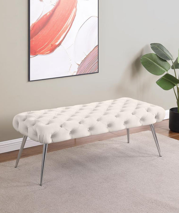 Ella Upholstered Tufted Bench Stainless Steel Legs