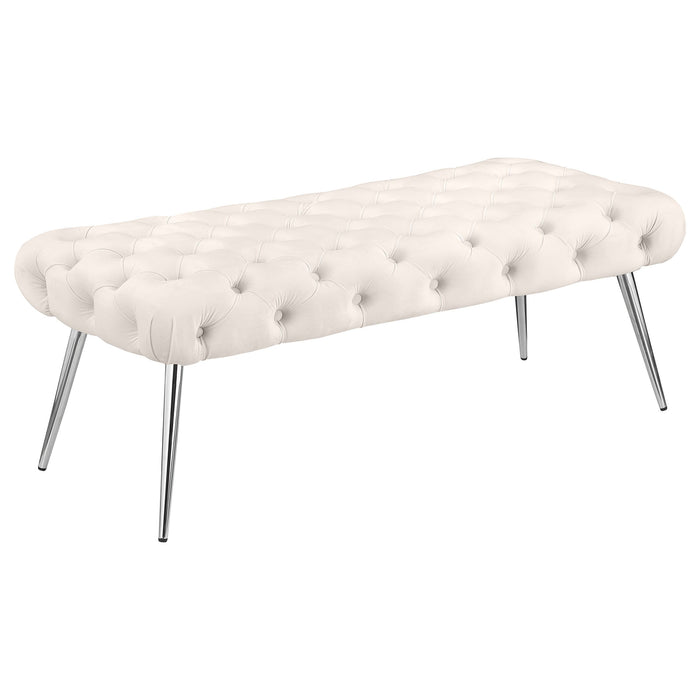 Ella Upholstered Tufted Bench Stainless Steel Legs