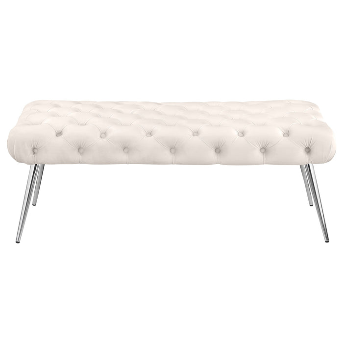 Ella Upholstered Tufted Bench Stainless Steel Legs