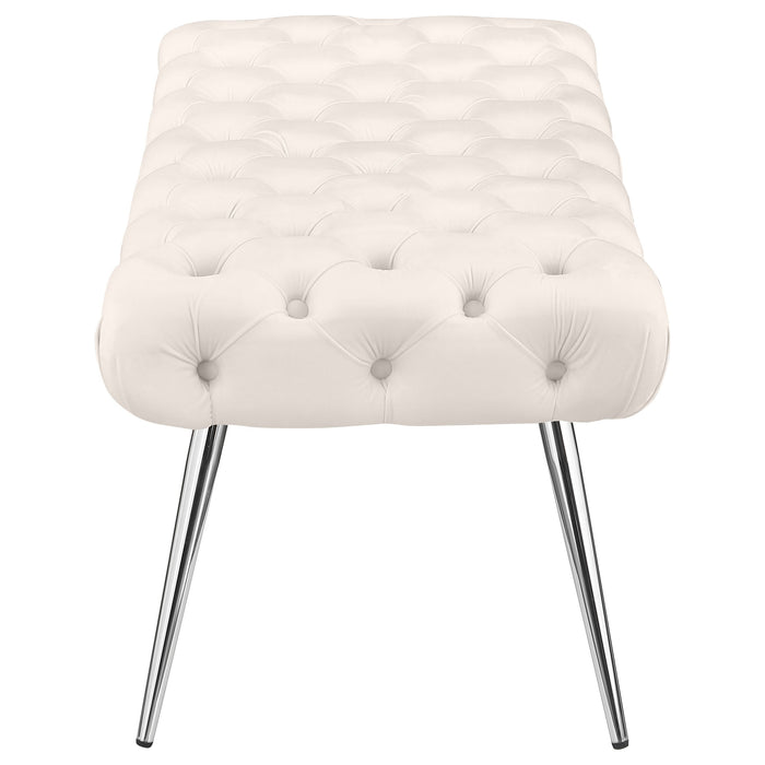 Ella Upholstered Tufted Bench Stainless Steel Legs