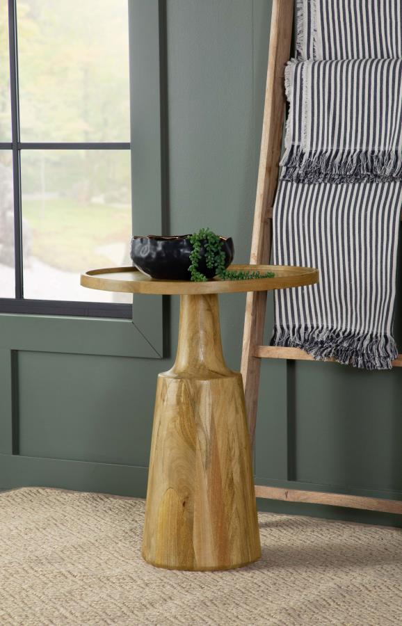 Mesa auxiliar Ixia redonda de madera maciza