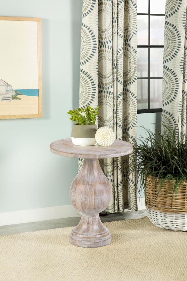 Mesa auxiliar decorativa redonda con base de pedestal Dianella