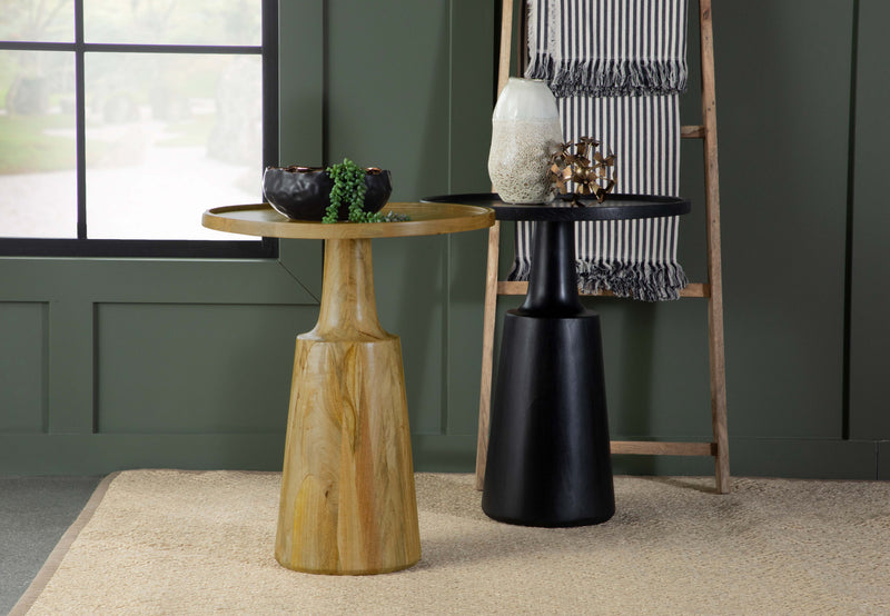 Mesa auxiliar Ixia redonda de madera maciza