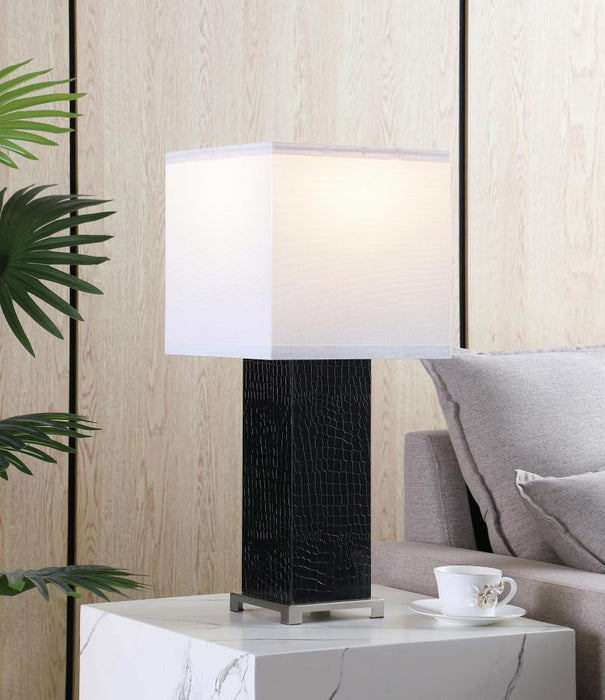 Bridle 25-inch Square Shade Faux Crocodile Table Lamp Black