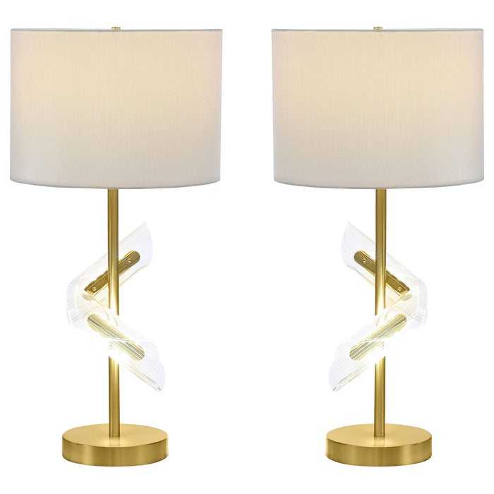 Kingsley 30-inch Drum Shade Table Lamp Gold (Set of 2)