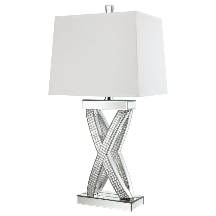 Dominick Table Lamp with Rectange Shade White and Mirror