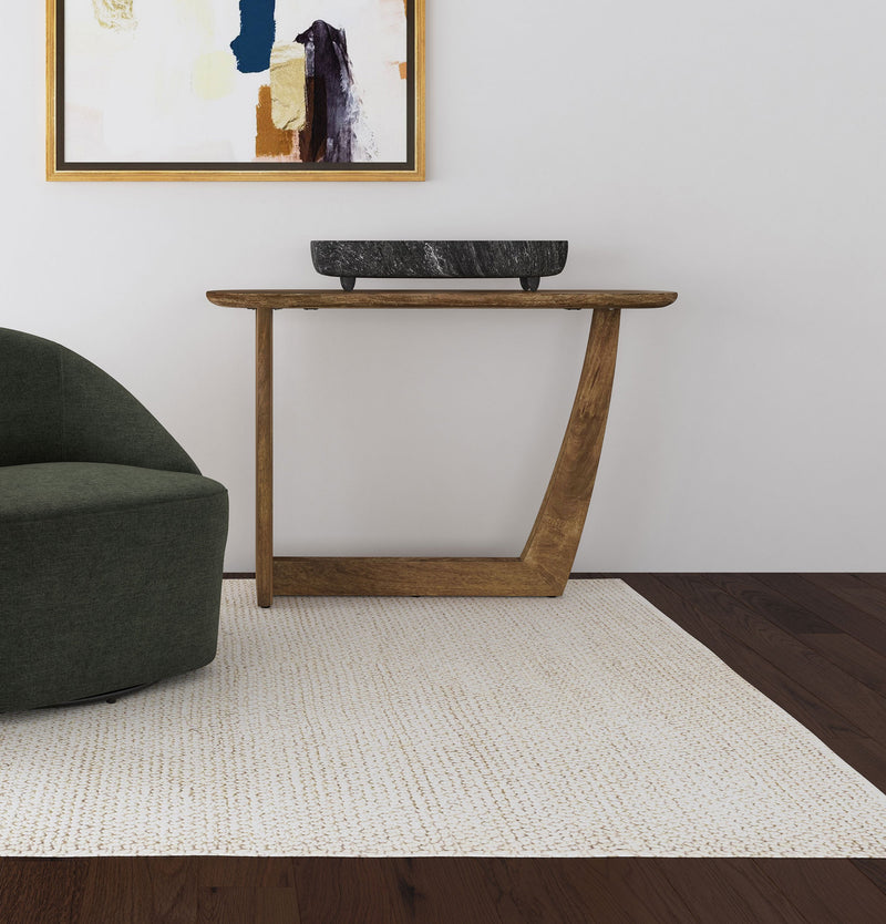 Fletcher Oval Mesa Consola de Entrada de Madera Maciza de Mango Marrón