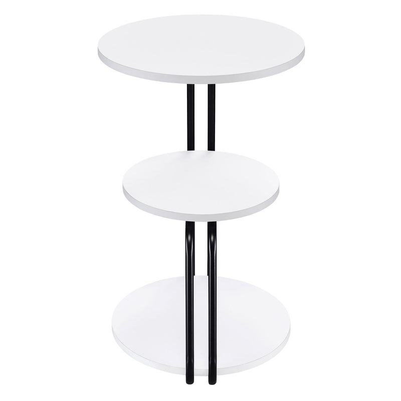 Hilly 3-tier Round Accent Side Table White and Black