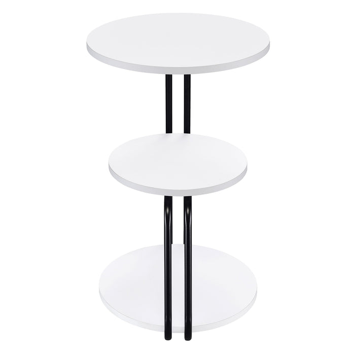 Hilly 3-tier Round Side Table White and Black