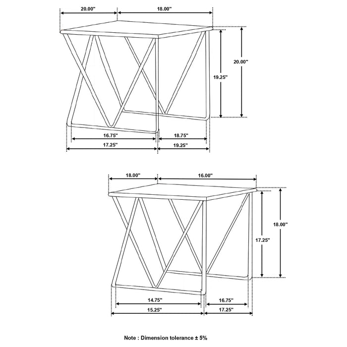 Bette 2-piece Nesting Table Set White and Gold