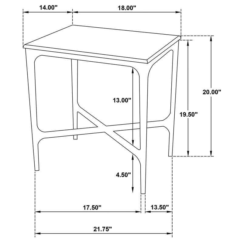 Mesa auxiliar rectangular Baldwin con tapa de mármol, blanca y dorada