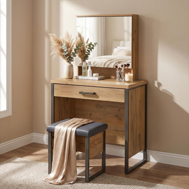Bettin Vanity Set with Sliding Mirror and Stool