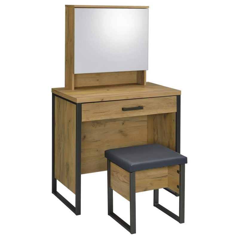 Bettin Vanity Set with Sliding Mirror and Stool