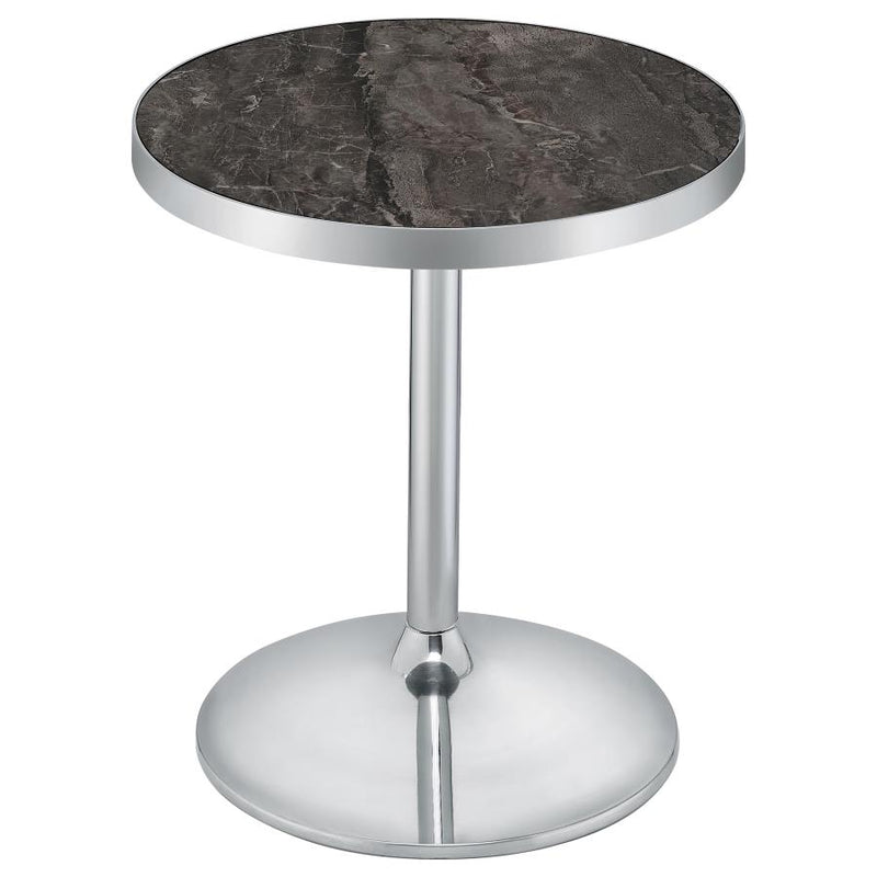 Cazen Round Faux Marble Top Pedestal Side Table Grey