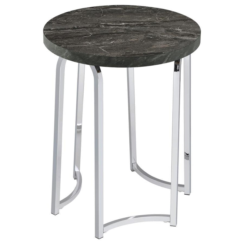 Barcelo Round Faux Marble Top Metal Side Table Grey