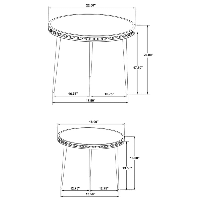 Mesa nido de 2 piezas de madera maciza con incrustaciones de hueso Ollie Natural