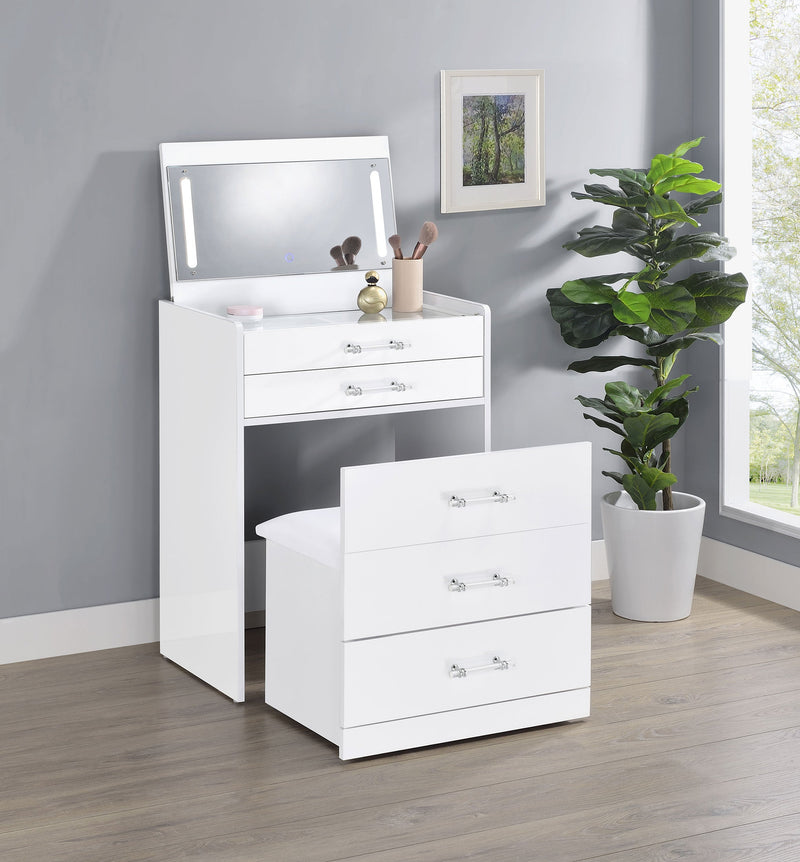 Danbury 3-drawer Makeup Vanity & Stool Set High Gloss