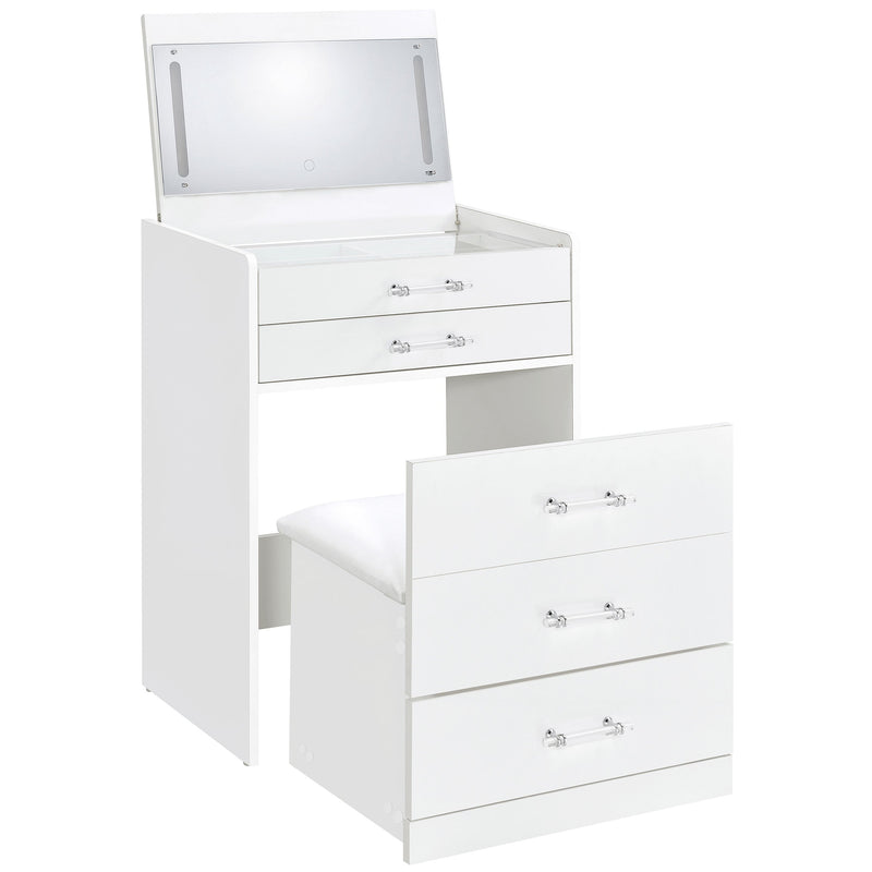 Danbury 3-drawer Makeup Vanity & Stool Set High Gloss