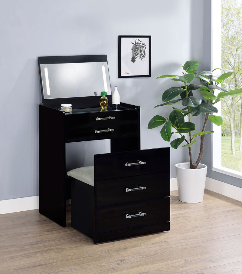 Danbury 3-drawer Makeup Vanity & Stool Set High Gloss