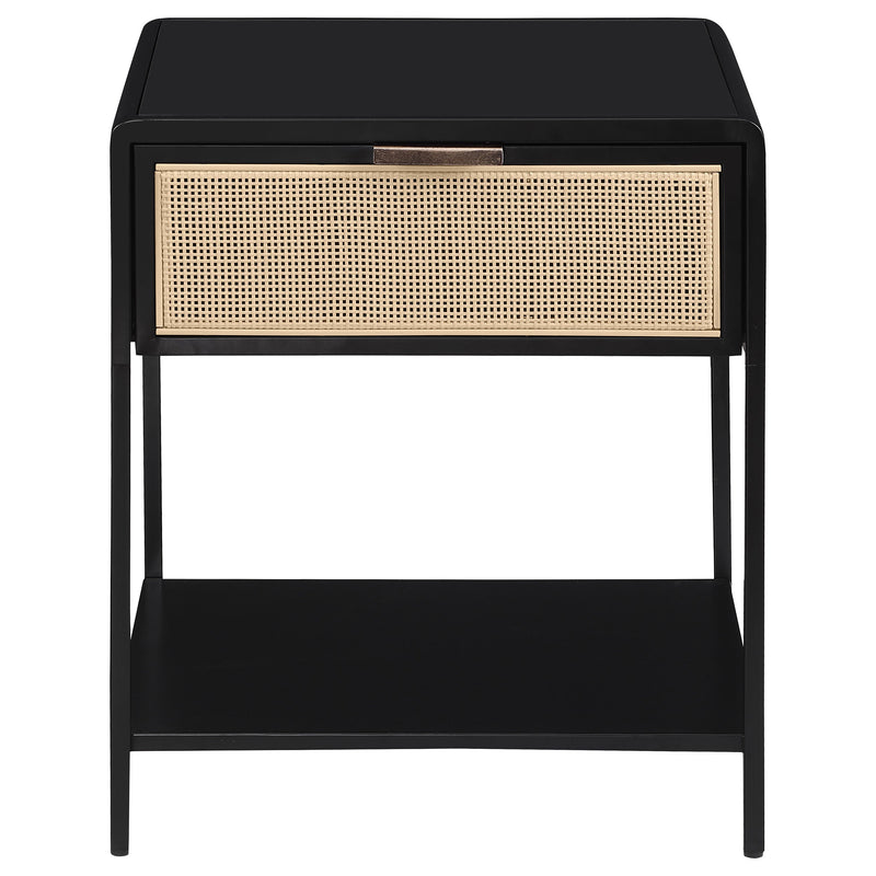 Amherst 1-drawer Radio Weave Cane Metal Bedside Table