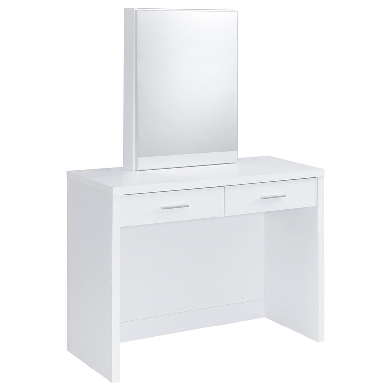 Tocador Bunbury con espejo y taburete, color blanco