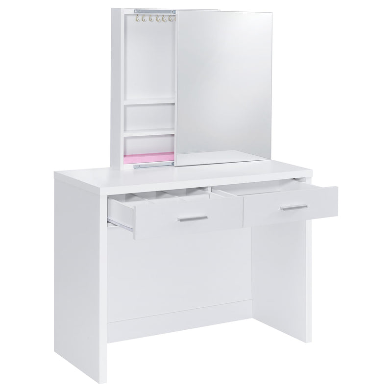 Tocador Bunbury con espejo y taburete, color blanco
