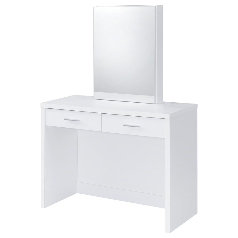 Tocador Bunbury con espejo y taburete, color blanco
