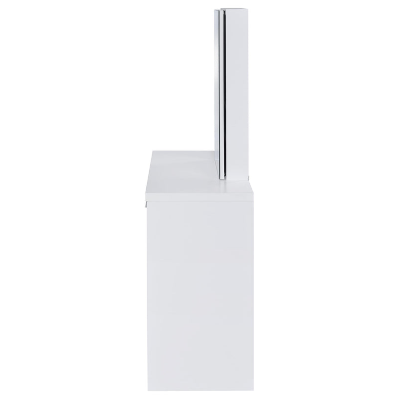 Tocador Bunbury con espejo y taburete, color blanco